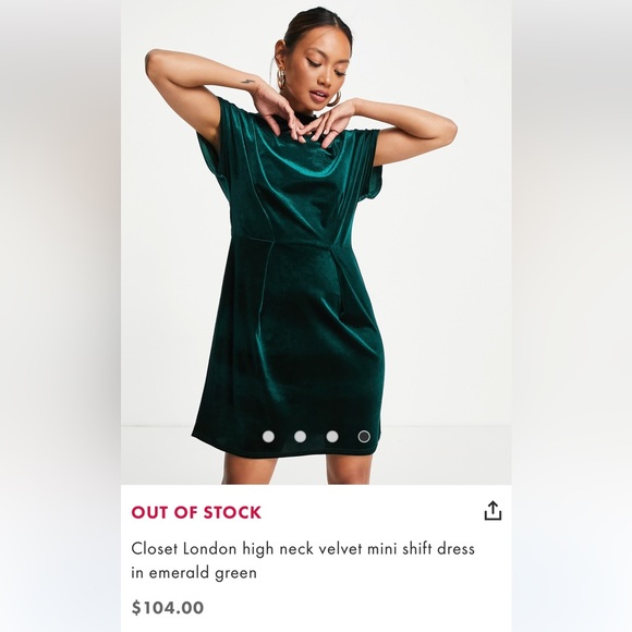 ASOS Emerald Green Velvet Holiday Cocktail Dress - Picture 3 of 7